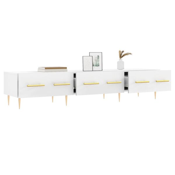 vidaXL ТВ шкаф, бял, 150x36x30 см, инженерно дърво