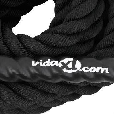 vidaXL Бойно въже, черно, 6 м, 4,5 кг, полиестер