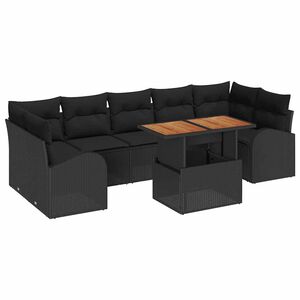 vidaXL Градински Софа Комплект със съхранение 8 pcs Черно Полиратан