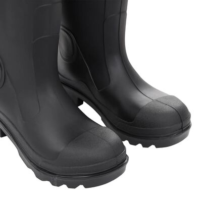 vidaXL Ботуши за дъжд с подвижни чорапи, черни, размер 39, PVC