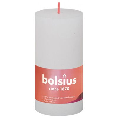 Bolsius Рустик колонни свещи Shine, 8 бр, 100x50 мм, облачно бяло