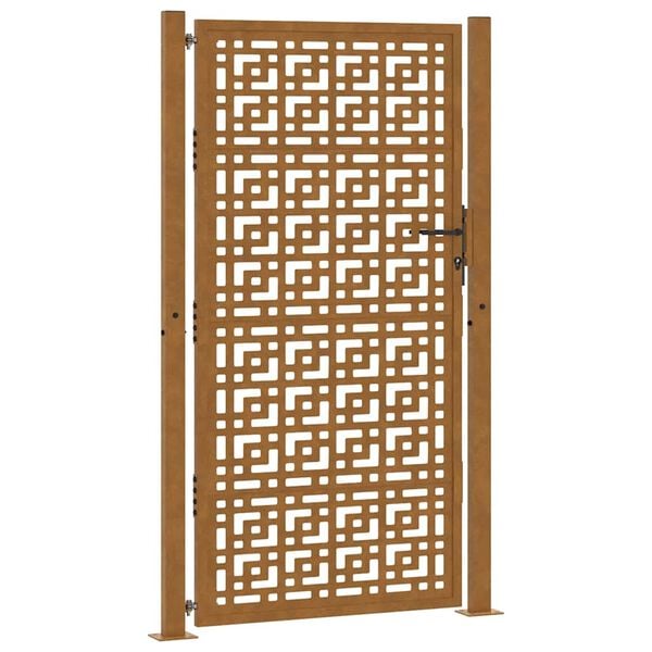 vidaXL Градинска порта 100x175 см, устойчива на атмосферни влияния стомана, дизайн с кръст