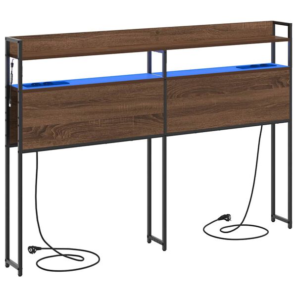 vidaXL Облегалка за глава с рафт Кафяв дъб 150 cm Инженерно дърво