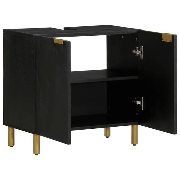 vidaXL Шкаф за баня, черен, 62x33x58 см, инженерно дърво