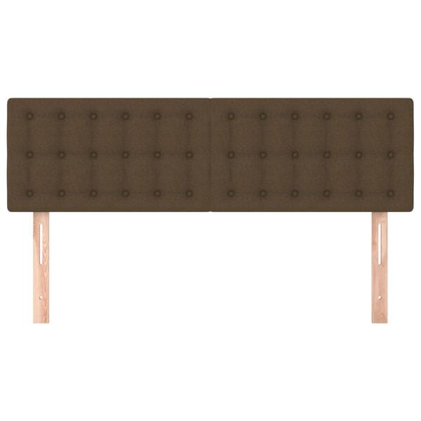 vidaXL Горни табли за легло, 2 бр, тъмнокафяви, 72x5x78/88 см, плат