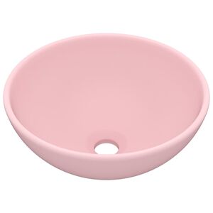 vidaXL Мивка за баня лукс кръгла розов мат 32,5x14 см керамика