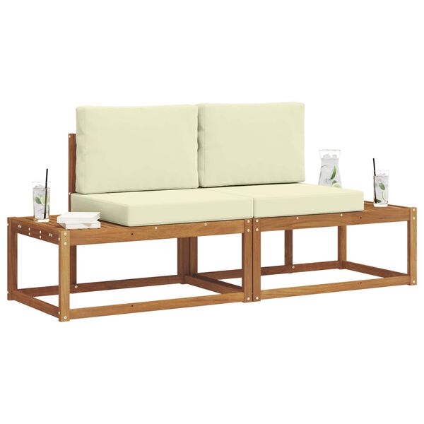 vidaXL Комплект дивани за открито с възглавница 2 pcs Естествен