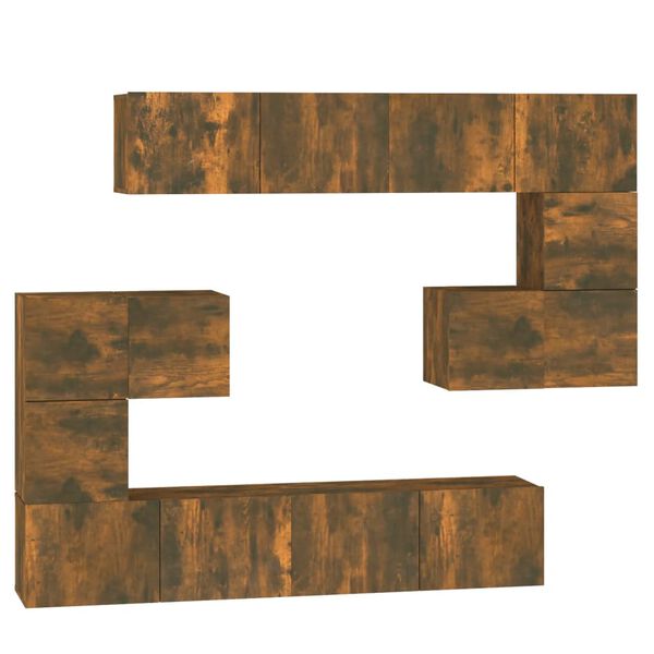 vidaXL ТВ шкафове за стенен монтаж, oпушен дъб, инженерно дърво