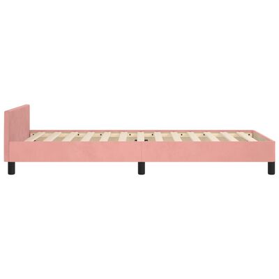 vidaXL Рамка за легло с табла, розова, 90x200 см, кадифе
