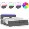 vidaXL Османска легло с матрак и LED, тъмносиво, 200x200 см, плат