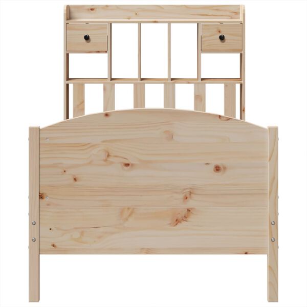 vidaXL Легло с рафтове за книги, без матрак, 90x190 см, бор масив