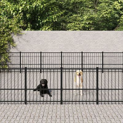 vidaXL Дворна клетка за кучета, стомана, 39,52 м²