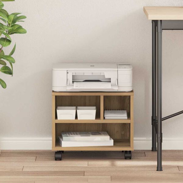 vidaXL Стойка за принтер Дъб 41 x 32 x 34,5 см Инженерно дърво