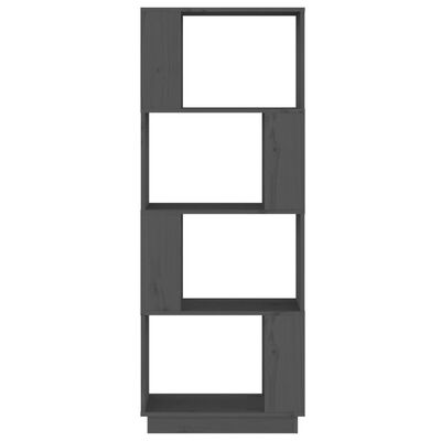 vidaXL Библиотека/разделител за стая, сива, 51x25x132 см, бор масив
