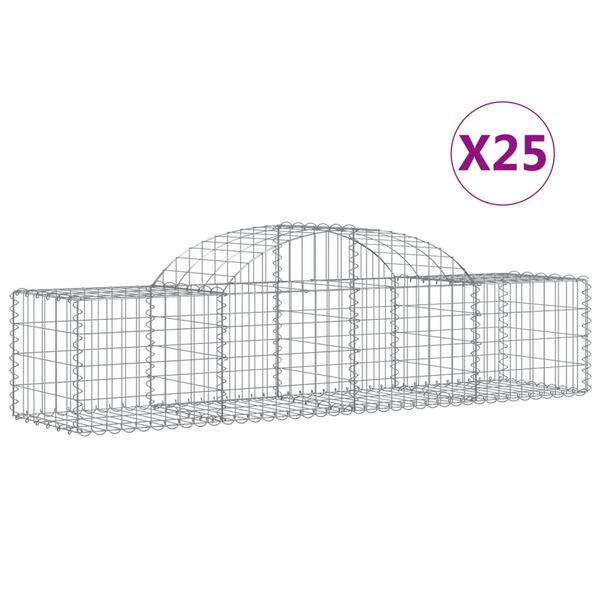 vidaXL Габионни кошници арка 25 бр 200x50x40/60 см поцинковано желязо