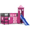 vidaXL Детско високо легло с кула, розово, 80x200 см, бор масив