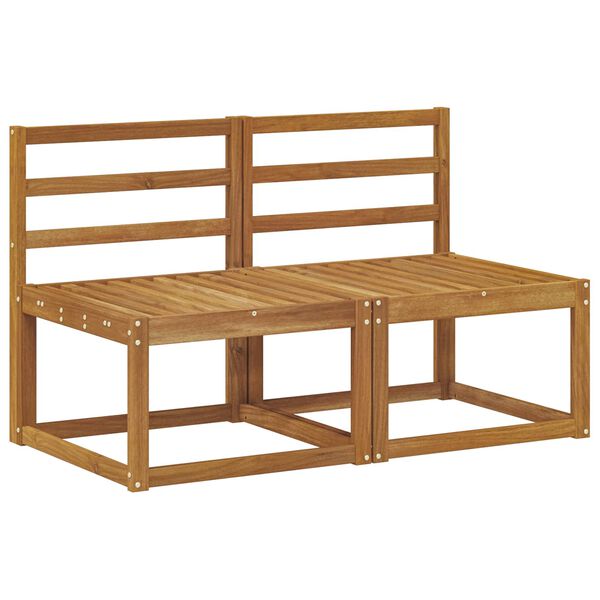vidaXL 2 Брой Среден диван за открито Солидно акациево дърво Естествен