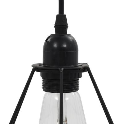 vidaXL Таванна лампа с дизайн диаманти, черна, 3 x E27 крушки