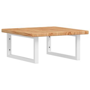 vidaXL Стенен рафт за мивка, стомана и масивно дърво дъб