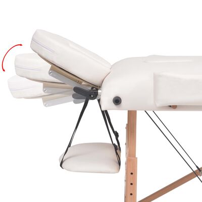 vidaXL Сгъваема масажна кушетка с 2 зони и столче, 10 см пълнеж, бяла