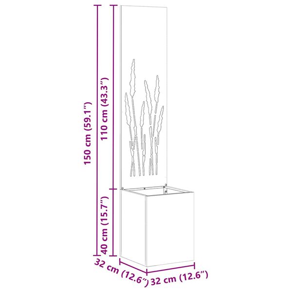 vidaXL Екран за градинска неприкосновеност Ръждясало 32 x 140 см