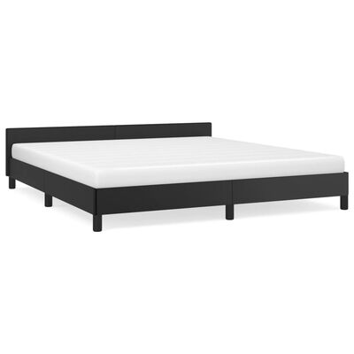 vidaXL Рамка за легло с табла, черна, 160x200 см, изкуствена кожа