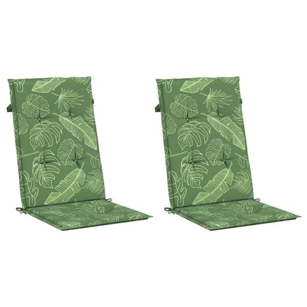 vidaXL Възглавници за столове с висока облегалка 2 бр на листа текстил