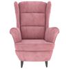 vidaXL Фотьойл Wingback с табуретка, розова, кадифе