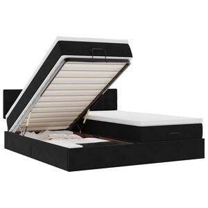 vidaXL Османска легло с матраци и LED, черно, 200x200 см, кадифе