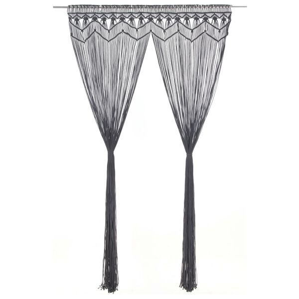 vidaXL Завеса макраме, антрацит, 140x240 см, памук