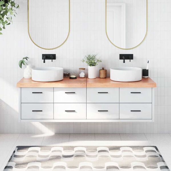 vidaXL Плот за баня светлокафяв 180x60x(2-6) см обработено дърво масив