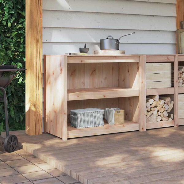 vidaXL Кухненски шкаф Кафяв дъб 106 x 55 x 92 cm Солидно борово дърво