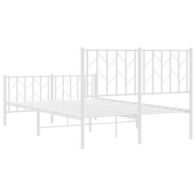 vidaXL Метална рамка за легло с горна и долна табла, бяла, 120x200 см