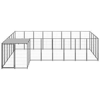 vidaXL Клетка за кучета, черна, 10,89 м², стомана