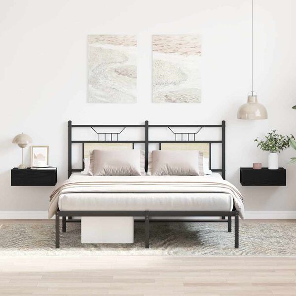 vidaXL Нощни шкафчета с 2 места, черен дъб, 40x32x15 см, инженерно дърво