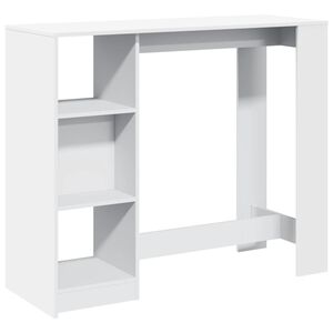 vidaXL Бар маса с рафт, бяла, 124x46x103,5 см, инженерно дърво