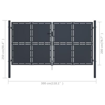 vidaXL Градинска порта, стомана, 300x200 см, антрацит