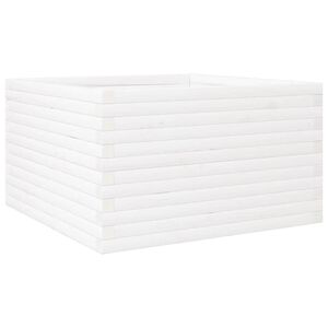 vidaXL Градински сандък, бял, 80x80x46 см, борово дърво масив