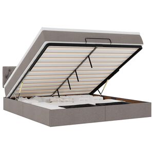 vidaXL Османска легло с матрак и LED, таупе, 160x200 см, плат