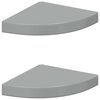 vidaXL Окачени ъглови рафтове, 2 бр, сив гланц, 25x25x3,8 см, МДФ