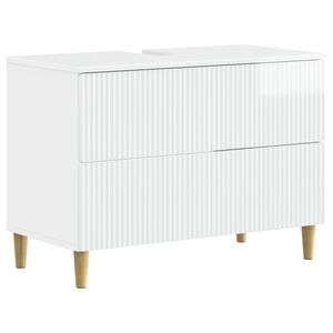 vidaXL Шкаф за мивка в баня ARNHEM Бял гланц 82 x 41 x 59 см