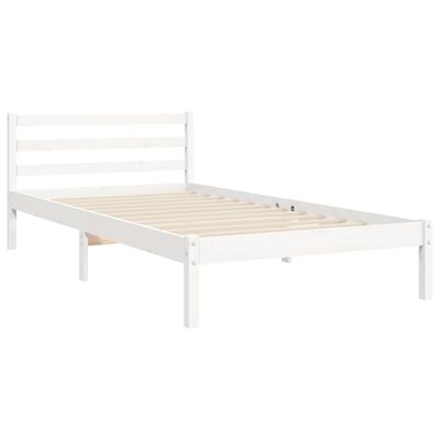 vidaXL Рамка за легло с табла, бяло, 100x200 см, масивно дърво