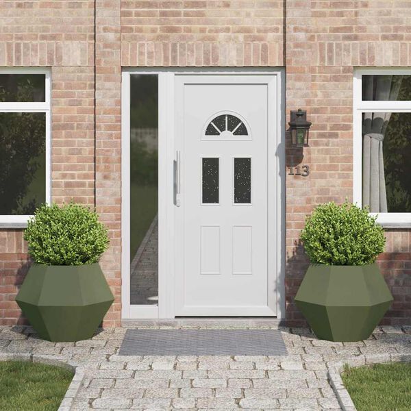 vidaXL Кашпа 2 pcs Маслинено зелено 75 x 75 x 60 см Стомана