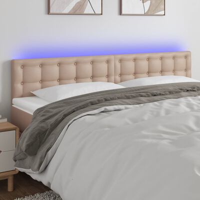vidaXL LED Горна табла за легло, капучино, 160x5x78/88 см