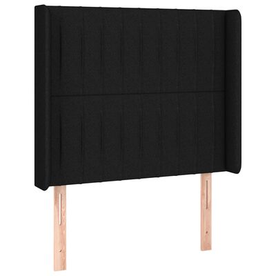 vidaXL Горна табла за легло с уши, черна, 83x16x118/128 см, плат