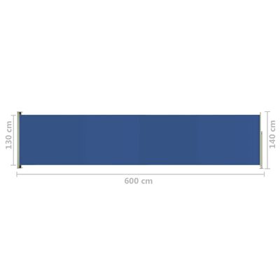 vidaXL Прибираща се дворна странична тента, 140x600 см, синя
