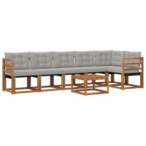 vidaXL Комплект дивани за открито 7 pcs Естествено и светло сиво