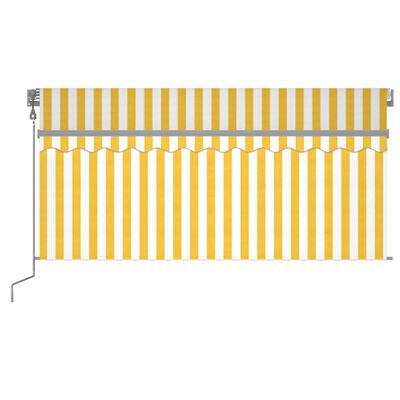 vidaXL Автоматичен сенник с щора LED сензор за вятър 3x2,5 м жълто-бял