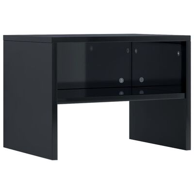 vidaXL Нощни шкафчета, 2 бр, черни със силен гланц, 40x30x30 см, ПДЧ