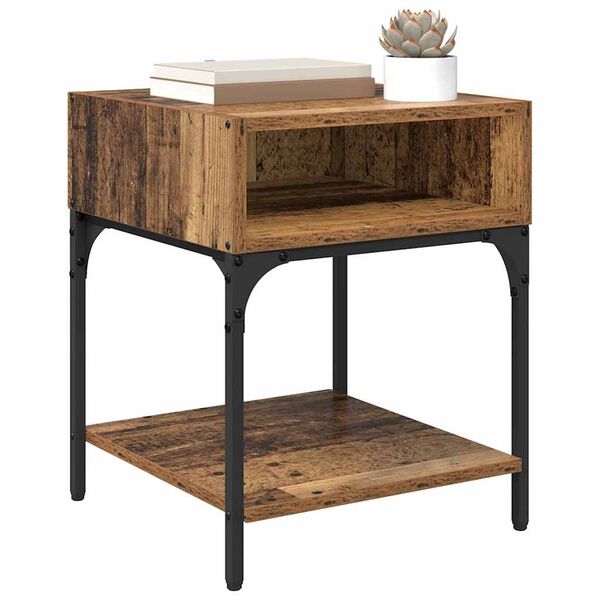 vidaXL Нощно шкафче Старо дърво 40 x 40 x 50 cm Инженерно дърво